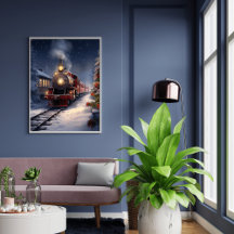 列車は雪のポスターを通過する