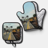 列車は、トラックの 鍋つかみ&鍋敷きセット (正面/裏面)