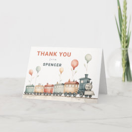 列車をモチーフにした折りたたみ誕生日感謝カード サンキューカード
