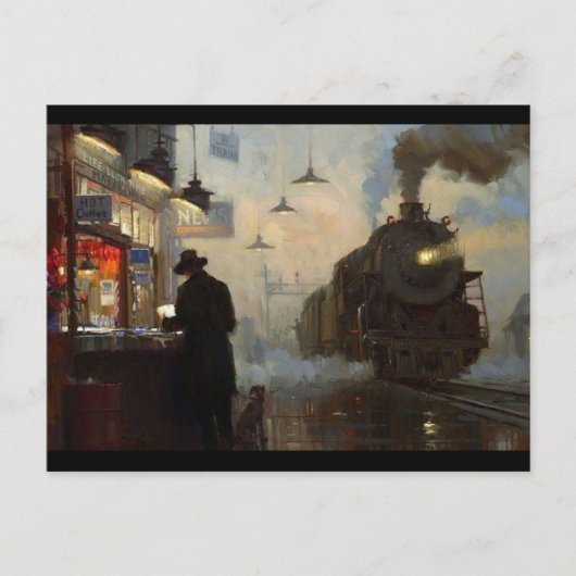 列車を待っているニューオーリンズ ポストカード (正面)