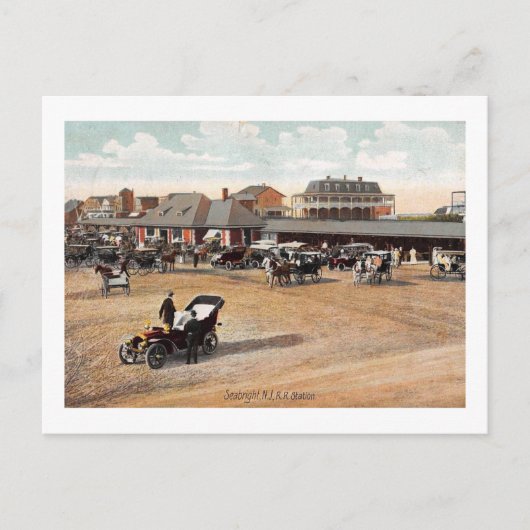 列車を待って、海の明るい、NJ 1907ヴィンテージ ポストカード (正面)