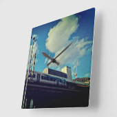 列車を見上げて スクエア壁時計 (傾斜)