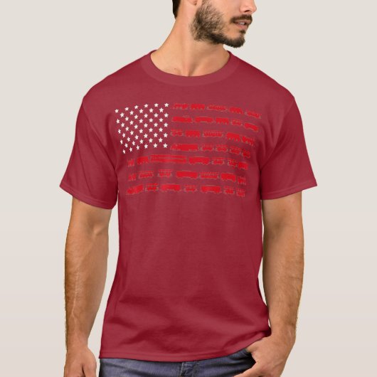 列車ウォッチャー 鉄道 アメリカ国旗 USA Tシャツ (正面)