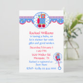 列車エカラフルンジン男の赤ちゃんシャワー招待状 招待状 (スタンド正面)