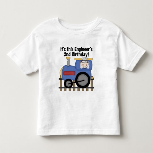 列車エンジニアの第2誕生日のTシャツおよびギフト トドラーTシャツ (正面)