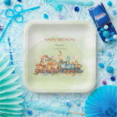 列車エンジンガール第3誕生日 ペーパープレート (パーティー)