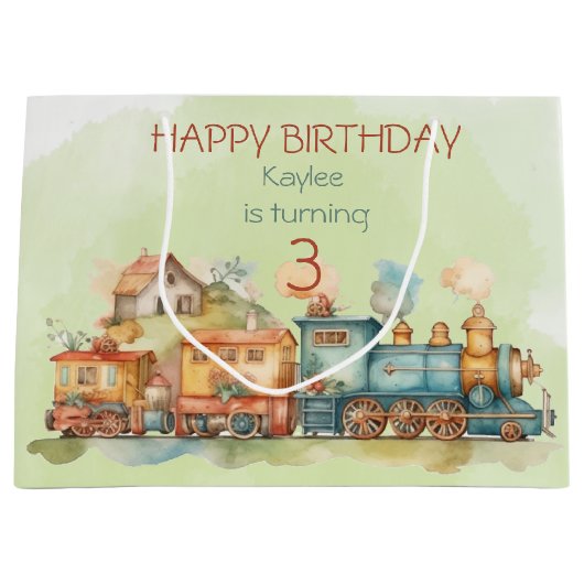 列車エンジンガール第3誕生日 ラージペーパーバッグ (正面)