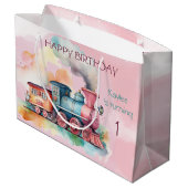 列車エンジンガール1歳の誕生日 ラージペーパーバッグ (裏面アングル)