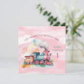 列車エンジンガール1st誕生日招待状 招待状 (スタンド正面)