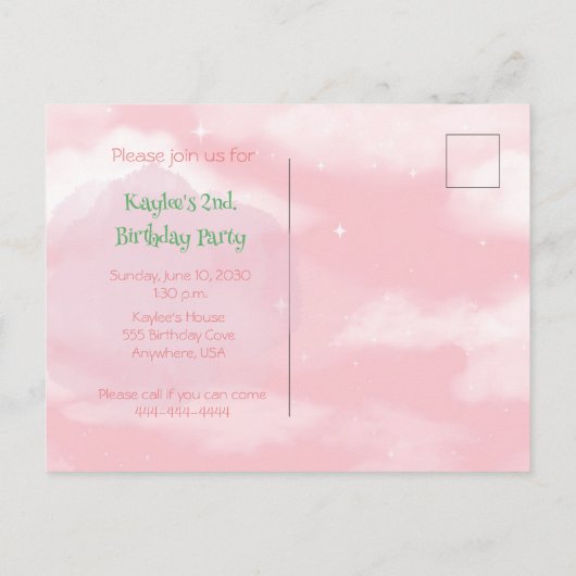 列車エンジンガール2nd誕生日招待状葉書 インビテーションポストカード (裏面)