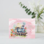 列車エンジンガール2nd誕生日招待状葉書 インビテーションポストカード (スタンド正面)
