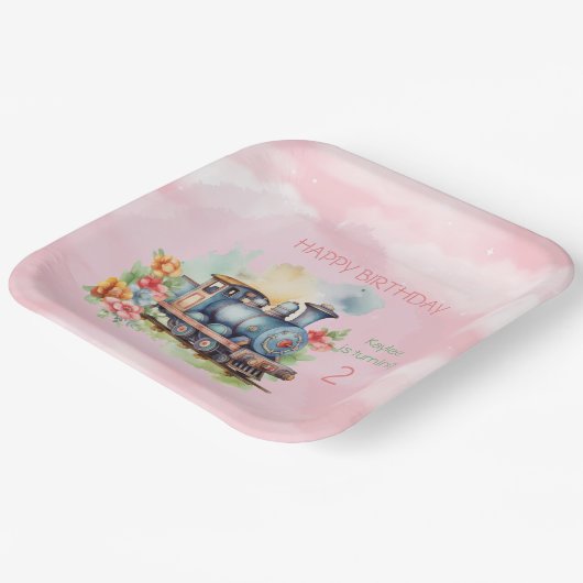 列車エンジンガール2nd誕生日 ペーパープレート (傾斜あり)