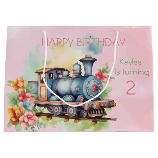 列車エンジンガール2nd誕生日 ラージペーパーバッグ (正面)