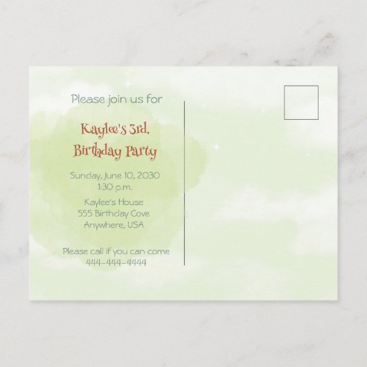 列車エンジンガール3rd誕生日招待状はがき インビテーションポストカード (裏面)