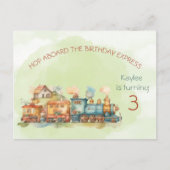 列車エンジンガール3rd誕生日招待状はがき インビテーションポストカード (正面)