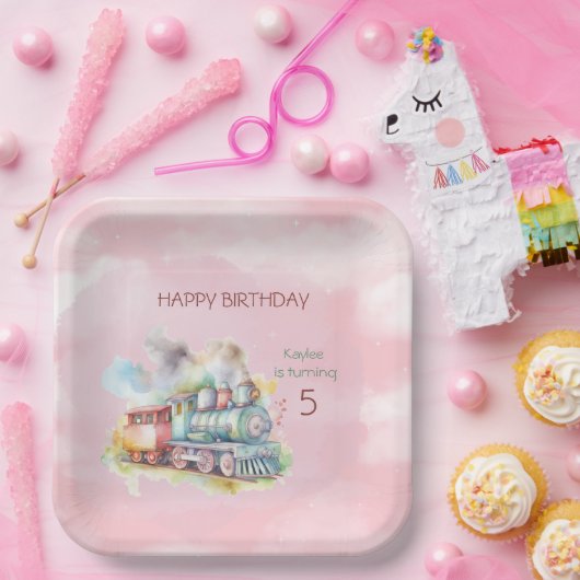 列車エンジンガール5th。バースデー ペーパープレート (パーティー)
