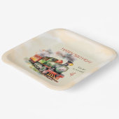 列車エンジン少年4歳の誕生日 ペーパープレート (傾斜あり)