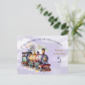 列車エンジン少年5日。誕生日招待状はがき インビテーションポストカード (スタンド正面)