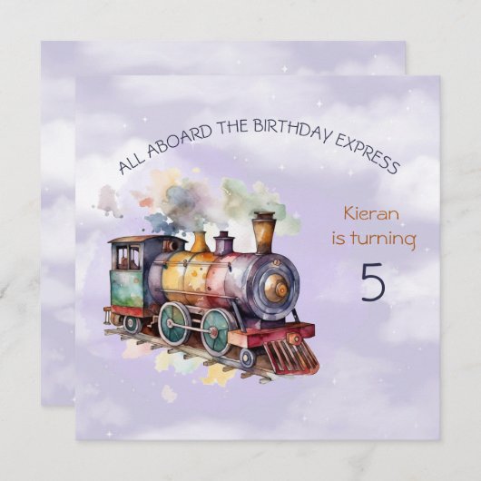 列車エンジン少年5日。誕生日招待状 招待状 (正面/裏面)