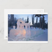 列車エンジン氷の彫刻の冬の雪凍っていの芸術 ポストカード (正面/裏面)
