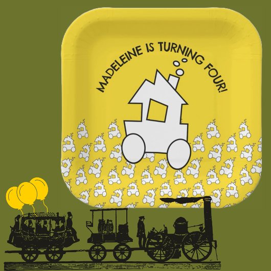 列車エンジン誕生日パーティー紙プレート ペーパープレート