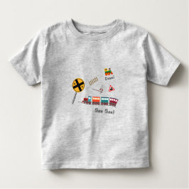 列車カラフル小さな少年のファーストネームChoo Choo トドラーTシャツ