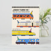 列車カラフル誕生日パーティー 招待状 (スタンド正面)