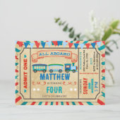 列車チケットの少年誕生日招待状 招待状 (スタンド正面)