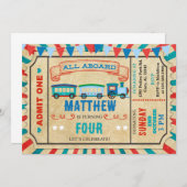 列車チケットの少年誕生日招待状 招待状 (正面/裏面)