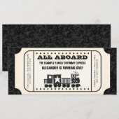 列車チケットの誕生日パーティー 招待状 (正面/裏面)