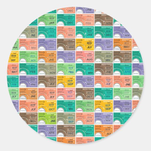 列車チケットモンタージュ ラウンドシール (正面)