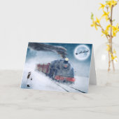 列車テーマクリスマスホリデーグリーティングカードサンタ カード (黄色い花)