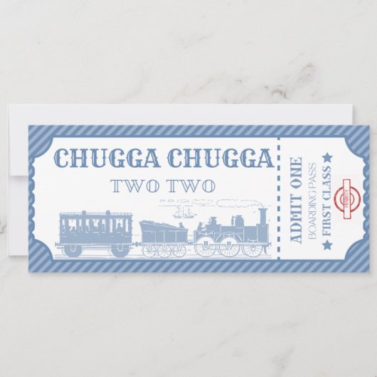 列車テーマ少年2歳の誕生日 招待状 (正面)