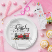 列車パーソナライズされたハッピーバースデー紙プレート ペーパープレート (パーティー)