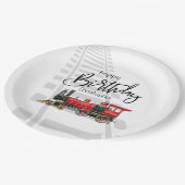 列車パーソナライズされたハッピーバースデー紙プレート ペーパープレート (アングル)