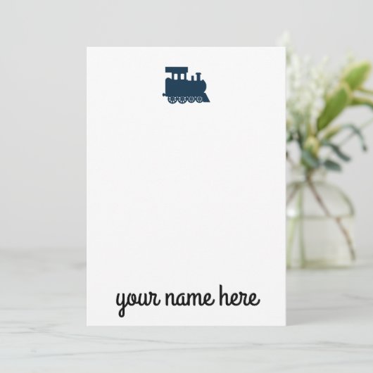 列車パーソナライズされた文房具ノテカ子供へー サンキューカード (スタンド正面)