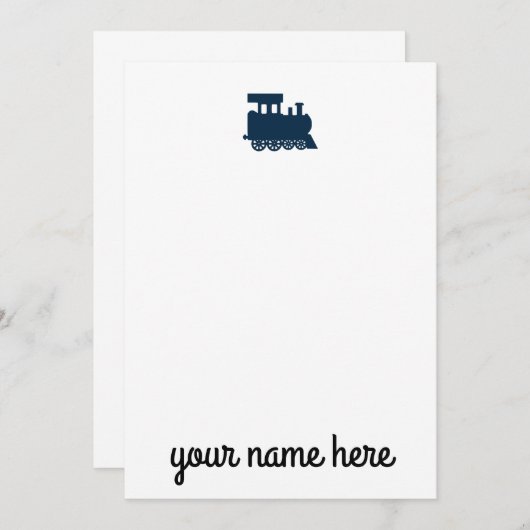 列車パーソナライズされた文房具ノテカ子供へー サンキューカード (正面/裏面)