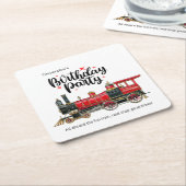 列車パーソナライズされた誕生日パーティコースター スクエアペーパーコースター (アングル)