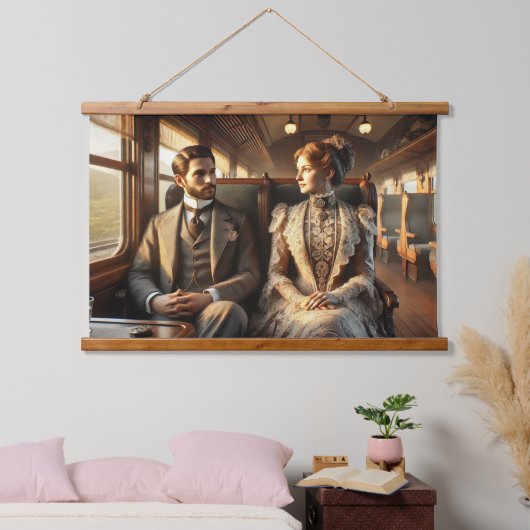 列車ビクトリアンの旅の優雅さ 吊り下げ型タペストリー (寝室)