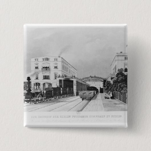 列車ベルリンポツダムの駅 缶バッジ (正面)
