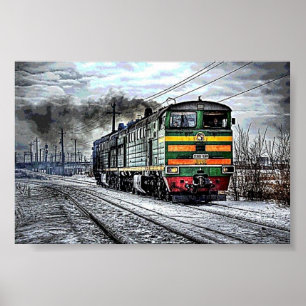 列車ロシアの気動車 ポスター