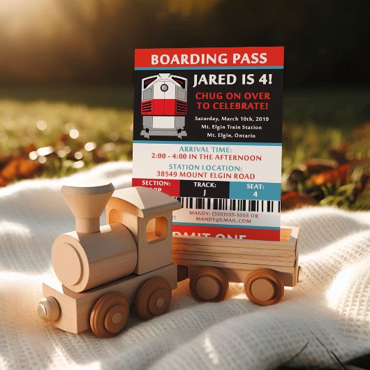 列車乗車券チケット誕生会  招待状