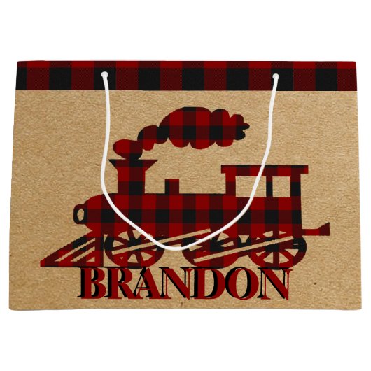 列車大パーソナライズされた抱き枕 ラージペーパーバッグ (正面)