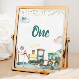 列車少年誕生日テーブル番号カード ポスター