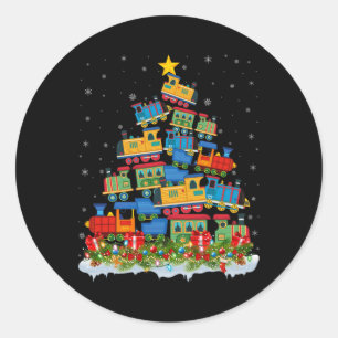 列車恋人クリスマスツリーサンタクリスマストレイン ラウンドシール