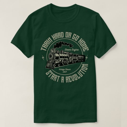 列車懸命または帰り蒸気機関 Tシャツ (デザイン正面)