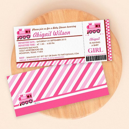 列車搭乗券ベビーシャワーパーティの招待状 招待状