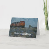 列車機関車パおもしろいン誕生日カード カード (正面)