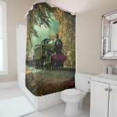 列車機関車レトロヴィンテージ紅葉 シャワーカーテン (インサイチュ)