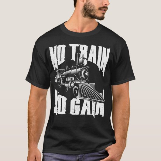 列車機関車No Train No Gainヴィンテージ Tシャツ (正面)